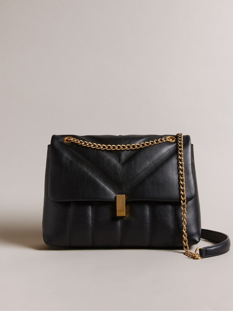 Ted Baker Black Ayasie Quilted Large Twist Lock Cross-Body Bag - Image 1 of 6