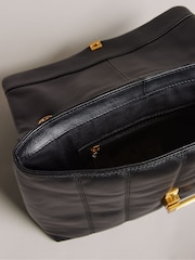 Ted Baker Black Ayasie Quilted Large Twist Lock Cross-Body Bag - Image 4 of 6