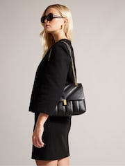 Ted Baker Black Ayasie Quilted Large Twist Lock Cross-Body Bag - Image 5 of 6