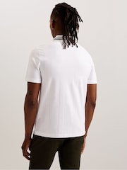 Ted Baker White Slim Fit Orbite Short Sleeve Jacquard T Polo Shirt - Image 2 of 7