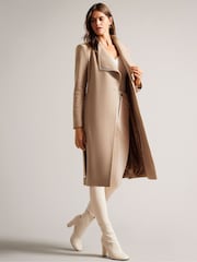 Ted Baker Brown Rose Midi Length Belted Wool Wrap Coat - Image 2 of 6