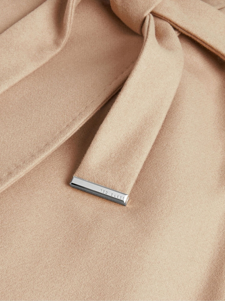 Ted Baker Brown Rose Midi Length Belted Wool Wrap Coat - Image 5 of 6