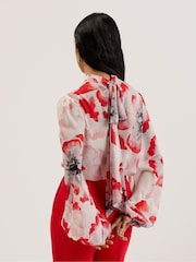 Ted Baker Cream Ladon Tie Neck Long Sleeve Blouse - Image 2 of 8