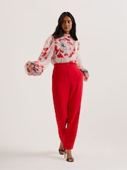 Ted Baker Cream Ladon Tie Neck Long Sleeve Blouse - Image 3 of 8