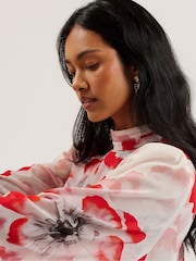 Ted Baker Cream Ladon Tie Neck Long Sleeve Blouse - Image 4 of 8