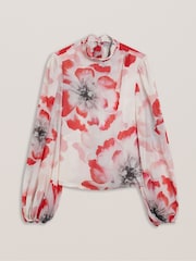 Ted Baker Cream Ladon Tie Neck Long Sleeve Blouse - Image 6 of 8