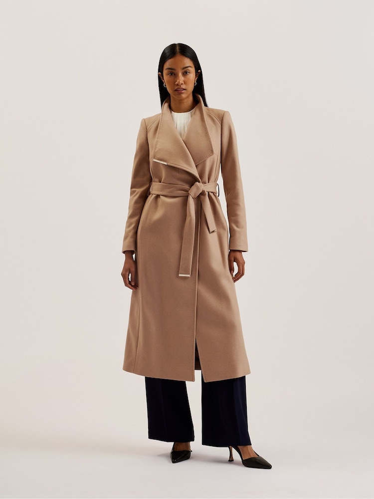 Ted Baker Brown Rosell Long Length Wool Wrap Coat - Image 1 of 10