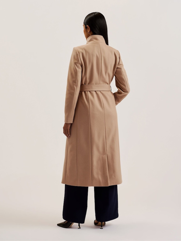 Ted Baker Brown Rosell Long Length Wool Wrap Coat - Image 2 of 10