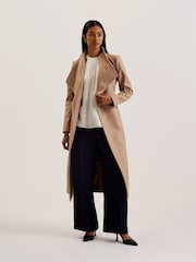 Ted Baker Brown Rosell Long Length Wool Wrap Coat - Image 3 of 10