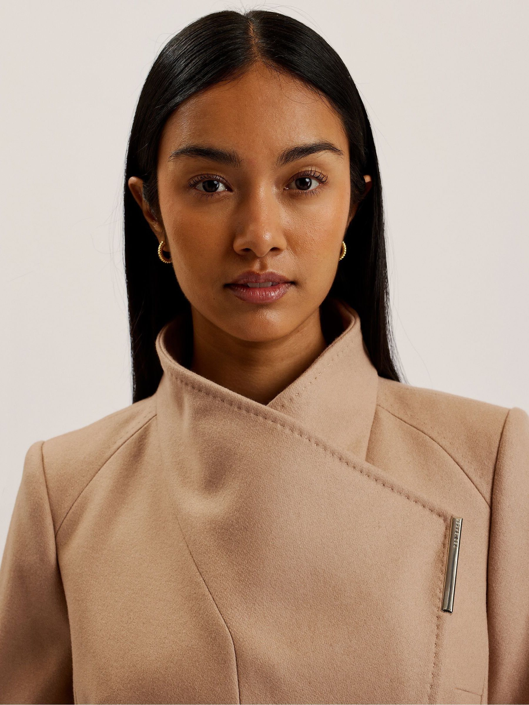 Buy Ted Baker Brown Rosell Long Length Wool Wrap Coat from Next