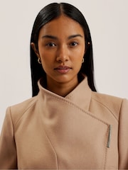 Ted Baker Brown Rosell Long Length Wool Wrap Coat - Image 4 of 10