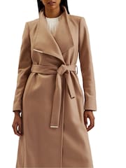 Ted Baker Brown Rosell Long Length Wool Wrap Coat - Image 5 of 10