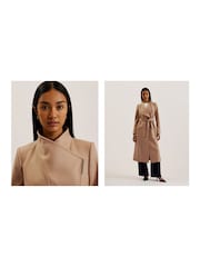 Ted Baker Brown Rosell Long Length Wool Wrap Coat - Image 7 of 10