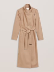 Ted Baker Brown Rosell Long Length Wool Wrap Coat - Image 8 of 10