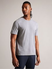 Ted Baker Grey Tywinn 100% Cotton Regular Plain T-Shirt - Image 1 of 7