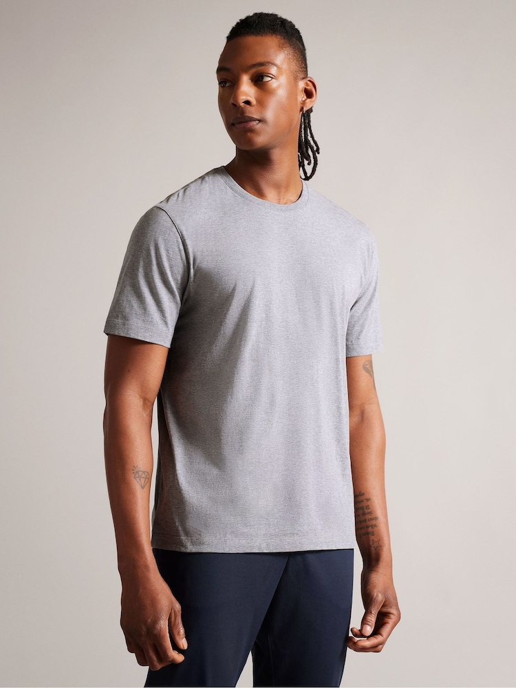 Ted Baker Grey Tywinn 100% Cotton Regular Plain T-Shirt - Image 1 of 7 Ted Baker Grey Tywinn 100% Cotton Regular Plain T-Shirt - Image 1 of 7