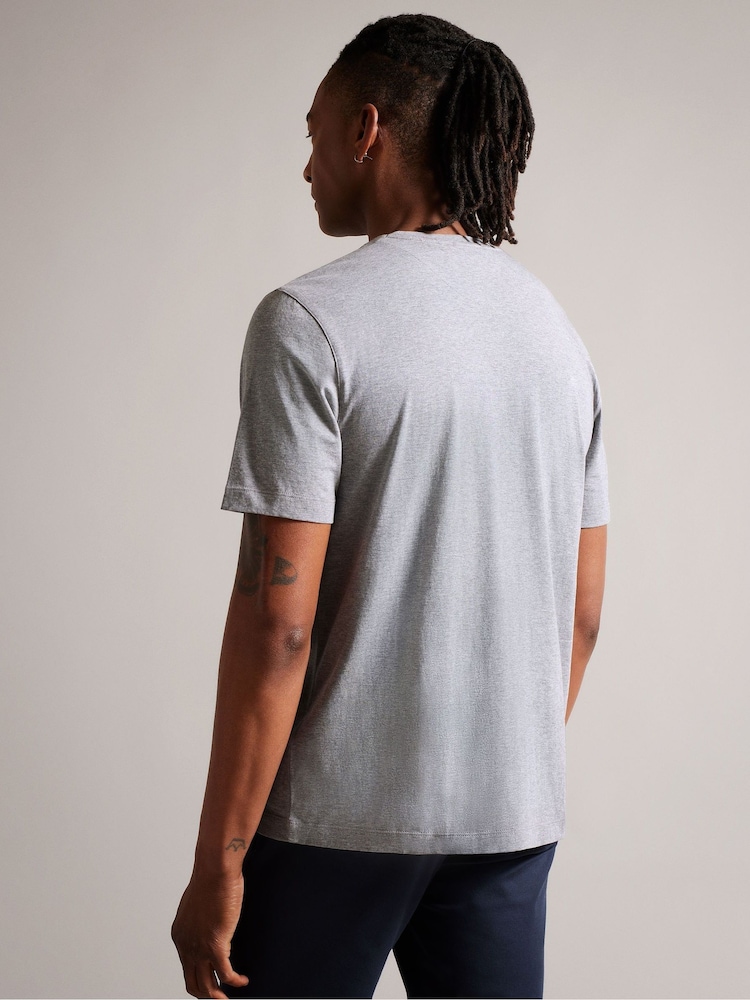 Ted Baker Grey Tywinn 100% Cotton Regular Plain T-Shirt - Image 2 of 7