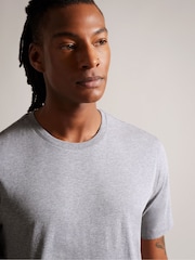 Ted Baker Grey Tywinn 100% Cotton Regular Plain T-Shirt - Image 3 of 7