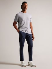Ted Baker Grey Tywinn 100% Cotton Regular Plain T-Shirt - Image 4 of 7