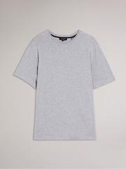 Ted Baker Grey Tywinn 100% Cotton Regular Plain T-Shirt - Image 5 of 7