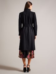 Ted Baker Black Rose Midi Length Belted Wool Wrap Coat - Image 2 of 7