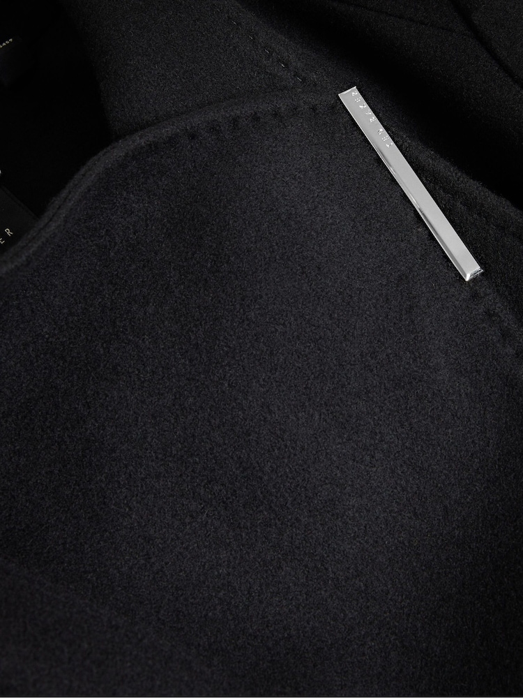 Ted Baker Black Rose Midi Length Belted Wool Wrap Coat - Image 7 of 7