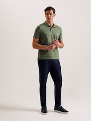 Зеленый - Ted Baker Slim 100% Cotton Zeiter Short Sleeve Soft Touch Polo Shirt - Image 3 of 7