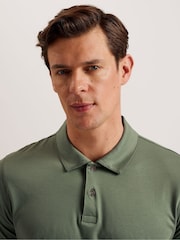 Зеленый - Ted Baker Slim 100% Cotton Zeiter Short Sleeve Soft Touch Polo Shirt - Image 4 of 7