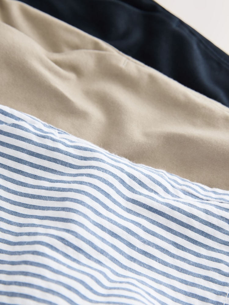 Navy/Stone/Ticking Stripe Chinos Shorts 3 Pack (3mths-7yrs) - Image 2 of 3