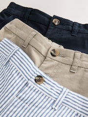 Navy/Stone/Ticking Stripe Chinos Shorts 3 Pack (3mths-7yrs) - Image 3 of 3