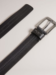 Ted Baker Black Crisic Stitch Detail Leather Belt - Image 3 of 4