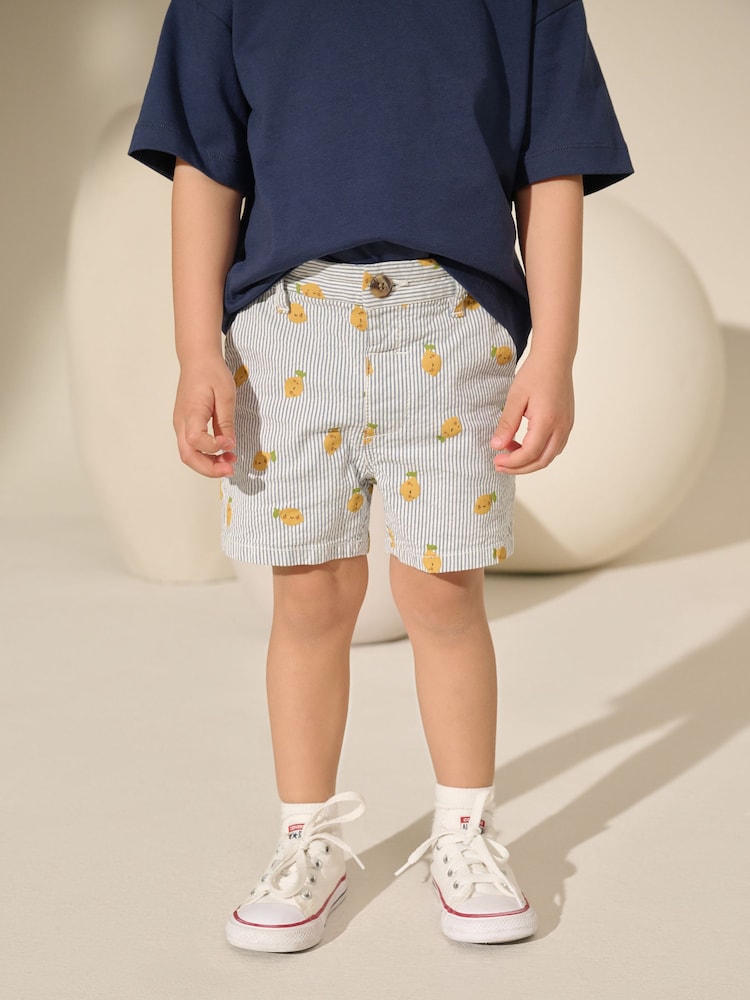 Ticking Stripe with Lemon All Over Printed Chinos Shorts (3mths-7yrs) - Image 1 of 8