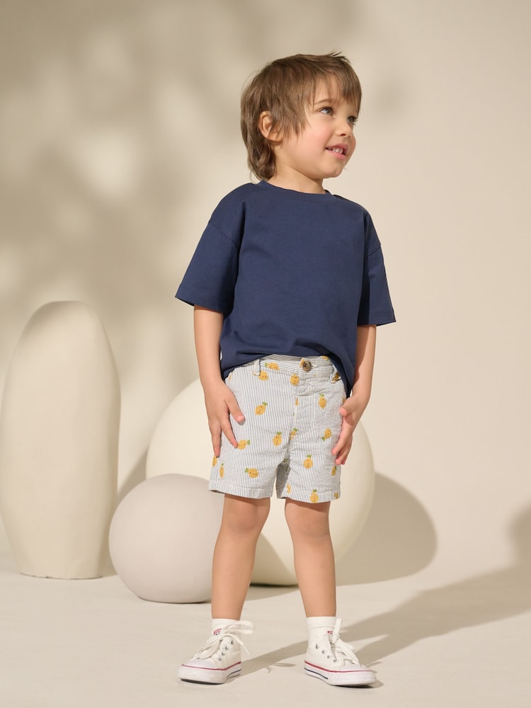 Ticking Stripe with Lemon All Over Printed Chinos Shorts (3mths-7yrs) - Image 2 of 8