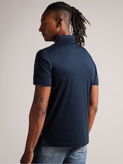 Синий - Ted Baker Slim 100% Cotton Zeiter Short Sleeve Soft Touch Polo Shirt - Image 2 of 7