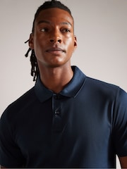 Синий - Ted Baker Slim 100% Cotton Zeiter Short Sleeve Soft Touch Polo Shirt - Image 4 of 7