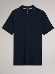 Синий - Ted Baker Slim 100% Cotton Zeiter Short Sleeve Soft Touch Polo Shirt - Image 5 of 7