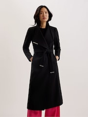 Ted Baker Black Rosell Long Length Wool Wrap Coat - Image 1 of 8