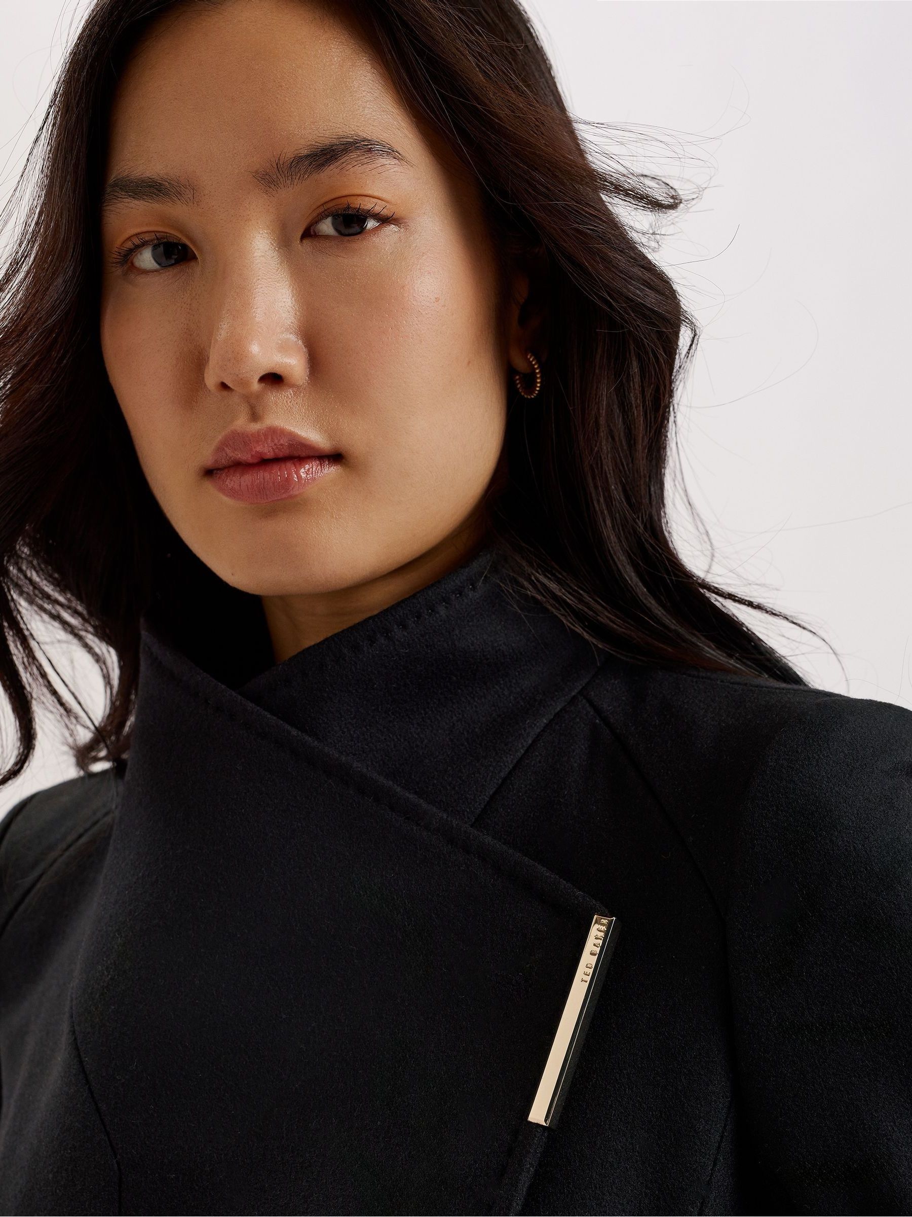 Buy Ted Baker Black Rosell Long Length Wool Wrap Coat from Next