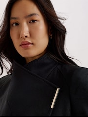 Ted Baker Black Rosell Long Length Wool Wrap Coat - Image 3 of 8