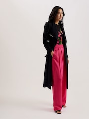 Ted Baker Black Rosell Long Length Wool Wrap Coat - Image 4 of 8