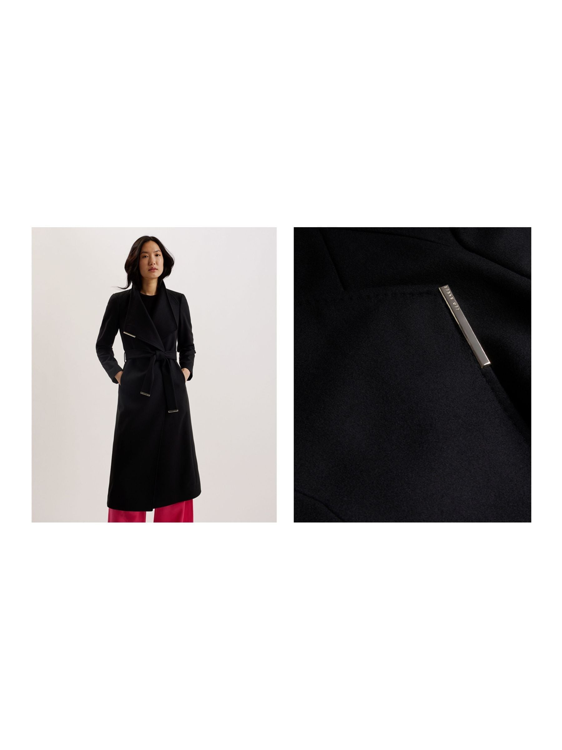 【TED BAKER】ブラック コートサイズ【1】 Buy Ted Baker Black Rosell Long Length Wool Wrap Coat from Next