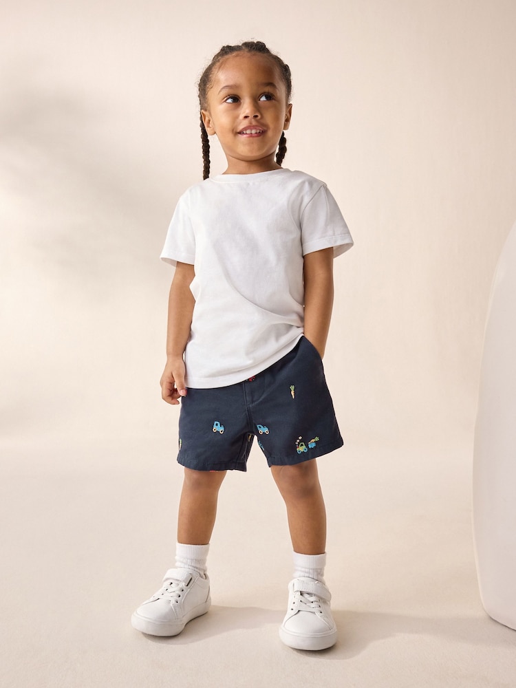 Navy Embroidered Farm Chinos Shorts (3mths-7yrs) - Image 2 of 8