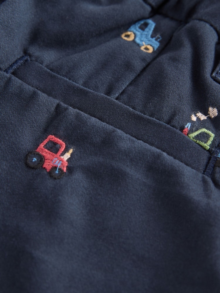 Navy Embroidered Farm Chinos Shorts (3mths-7yrs) - Image 7 of 8
