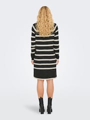 JDY Grey Stripe High Neck Midi Jumper - Image 2 of 6