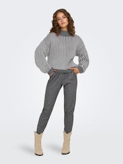 JDY Black Textured Stripe High Neck Jumper - Image 5 of 8