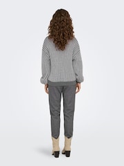 JDY Black Textured Stripe High Neck Jumper - Image 6 of 8
