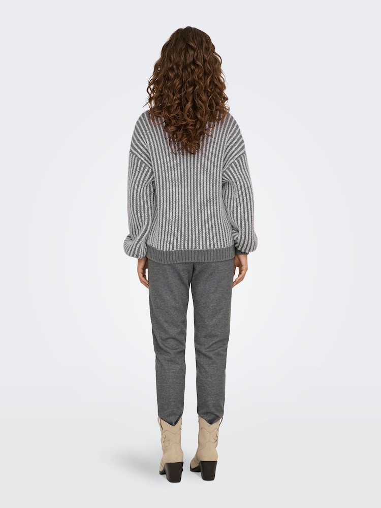 JDY Black Textured Stripe High Neck Jumper - Image 6 of 8