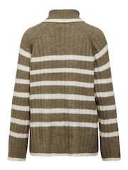 JDY Brown Stripe Roll Neck Jumper - Image 4 of 4