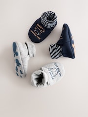 Blue Mummy And Daddy Baby Booties Socks 2 Pack (0-24 months) (0-2mths) - Image 1 of 7