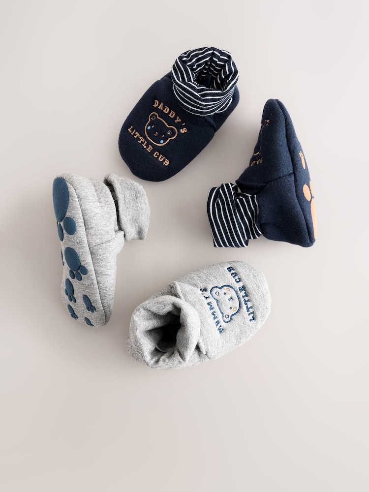 Blue Mummy And Daddy Baby Booties Socks 2 Pack (0-24 months) (0-2mths) - Image 1 of 7